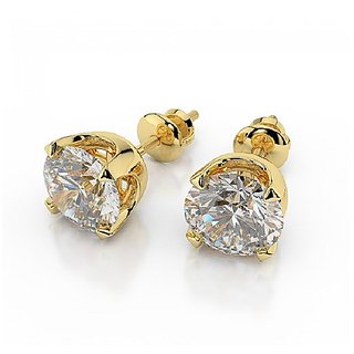 Natural Diamond stud earring precious  beautiful stone earrings gold plated for women  girls