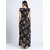 Vivient Women Black Red Flower Printed Georgette Long Dress