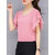 Vivient Women Pink Ruffle Sleeve Neck Button Top