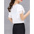 Vivient Women White Ruffle Sleeve Neck Button Top