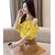 Vivient Yellow Plain Ruffle Net Yoge Off Shouder Top