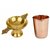 Uniqon Combo Of Copper Glass Tumblers Leak Proof Seamless 350 Ml With Akhand Laxmi Deepak Pital Diya