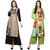 Saadhvi Beige and Green Crepe Floral Print Pack of 2 Kurtas