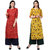Saadhvi Red and Yellow Crepe Floral Print Pack of 2 Kurtas