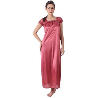 satin light weight peach color night wear or nighty