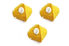 Samurai Anti-Pollution N95 Washable Mask with Respirator, Dust Protection Capacity, 5 Layered Mask, Yellow (Pack of 3).