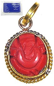 Urancia Red Coral Ganapati Moonga Ganesh Panchdhatu Alloy Pendant for Fengshui Vastu Home