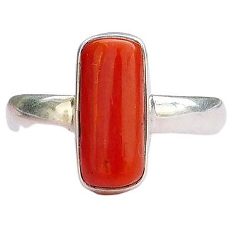 Coral ring 7.25 ratti gemstone original  certified proble stone silver ring for unisex