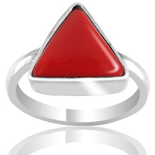 red coral stone ring original  lab certified gemstone silver ring for unisex