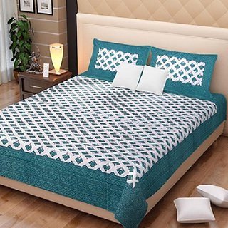 100 Cotton   Double Bed Sheet With 2 Pillow Covers