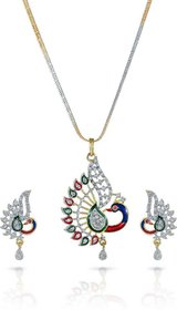 Hetprit Brass Gold Plated Pendent Set For Woman