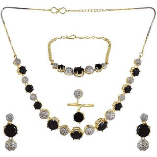 Hetprit Brass Gold Plated Beautiful Jewellery Set Combo For Woman