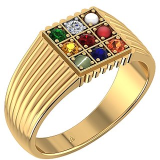 Navratna stone ring natural & original gemstone navgrah gold plated ring for men