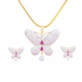 Hetprit Brass Gold Plated Beautiful Pendent Set For Women