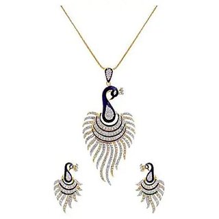 Hetprit Brass Gold Plated Pendent Set For Woman