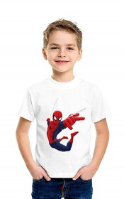 Boy's  Girl's Spider Man Cartoon Printed White T-Shirt