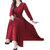 Vivient Maroon Plain V-Neck A Line Dress For Women
