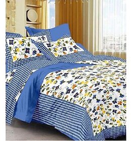 100 Cotton Floral Print 120 TC Double Bed Sheet With 2 Pillow Covers