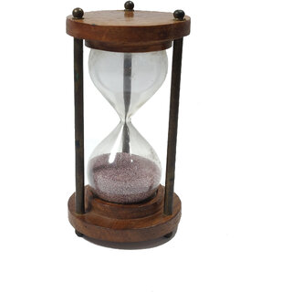 Antique Wooden and Brass Sand Timer Hour Glass Sandglass Clock Gola International