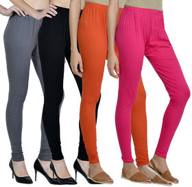 NATRAJ FAB LEGGING COMBO  GREY,BLACK,BRIGHT PINK,ORANGE