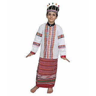 Kaku Fancy Dresses Indian State Folk Dance Costume for Kids -Multicolor, For Girls