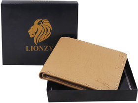 LIONZY  Men Beige Artificial Leather Wallet