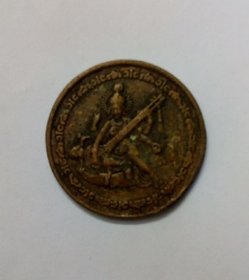 KESAR ZEMS East India Company One Anna Goddess Saraswati Antique Copper Coin