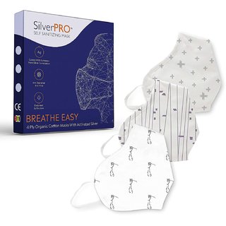 SilverPRO Mask (Family Pack ) Organic Cotton , 30 washes, Anti-Viral and Anti-Bacterial, Reusable, Washable, Breathable