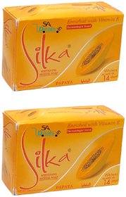 SILKA Herbal papaya Enriched Soap For Anti Wrinkle And Skin glow Soap 135g (Pack Of 2, 135g Each)
