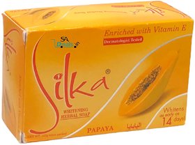 SILKA Herbal papaya Enriched Soap For Anti Wrinkle And Skin glow Soap 135g