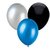I Q Creations Happy Birthday Foil Silver (13 Letters)+Stars(10)Silver,Blue(3 each)+30 Balloons Blue,Black,Silver 10each