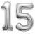 Happy Birthday Banner Cursive Silver(13 Letters) + 30 Metallic Balloons Black n Silver (15 each)+ 15 Digit