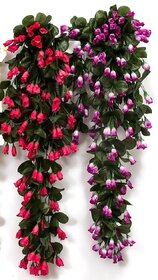 Style UR Home- Artificial Rose Hanging Flowers Natural Looking for Home  Garden dcor (Purple  Pink)