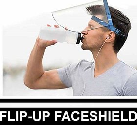 Samurai Flip-up Face Shield, Face Protection Shield, Face Protector For All Front Line Warriors (Pack of 10, Blue Color).