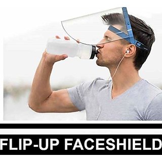 Samurai Flip-up Face Shield, Face Protection Shield, Face Protector For All Front Line Warriors (Pack of 10, Blue Color).
