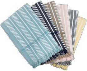 PRITHVI TEX - SEETHA design 216 GSM Cotton Bath Towel set ( 30 x 60 inch,Multicolour )-Pack of 6