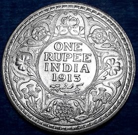 one rupees 1913 george v unc condition.