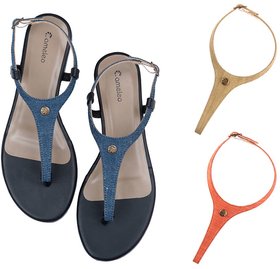 CAMELEO - Plural T Strap Slingback Sandals - DARK-BLUE-OLIVE-GREEN-RED.