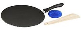 Non Sticky Tawa for Dosa, Roses Scratch Resistant Surface Concave Tawain Black Color
