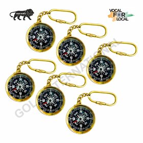 Gola International Brass Magnetic Direction Compass Keychain Pack of 6.