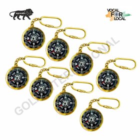Gola International Brass Magnetic Direction Compass Keychain Pack of 8.