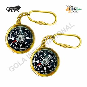 Gola International Brass Magnetic Direction Compass Keychain Pack of 2.