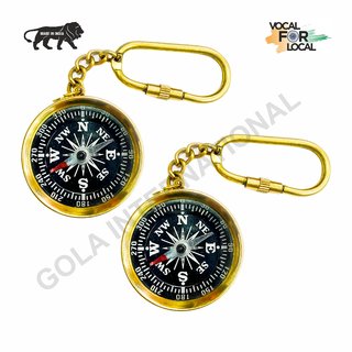 Gola International Brass Magnetic Direction Compass Keychain Pack of 2.