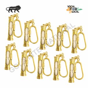 Gola International Antique Decorative Designer (Sand Timer) Hourglass Keychain Made from Pure Brass Pack of 10.