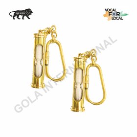 Gola International Antique Decorative Designer (Sand Timer) Hourglass Keychain Made from Pure Brass Pack of 2.