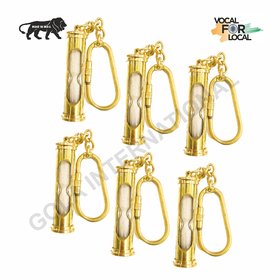 Gola International Antique Decorative Designer (Sand Timer) Hourglass Keychain Made from Pure Brass Pack of 6.