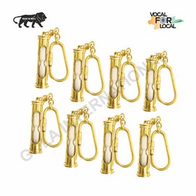 Gola International Antique Decorative Designer (Sand Timer) Hourglass Keychain Made from Pure Brass Pack of 8.