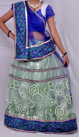 Angoori Green Net Lehenga.