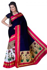 Meia Beige Art Silk Batik Print Saree With Blouse