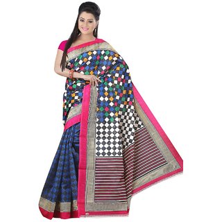 SVB Multicolor Cotton Block Print Saree With Blouse